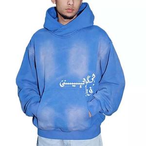 Sudadera con capucha lavada con ácido de algodón 100% de alta calidad Vintage Stone Washed Print Winter High Street Series Hoodie - Product Image 1