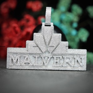 Colgante Personalizado con Nombre en Forma de Moissanita Redonda de Corte Brillante, en Plata 925, para Hombre y Mujer, por Phoenix Enterprise - Product Image 2