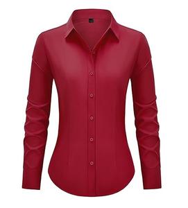 Chemises habillées pour femmes avec logo personnalisé de haute qualité Vêtements d'extérieur décontractés à la mode Chemises habillées formelles d'affaires - Product Image 1