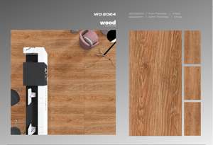 Carreaux de porcelaine émaillés inspirés du bois de 600x1200mm Texture élégante Résistance de surface supérieure Hôtels Salons Espaces de luxe - Product Image 4