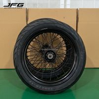 Jantes Supermoto JFG 17 pouces argentées et noires, kit de pneus 100/80-17 130/70-17 pour Surron Ultra Bee, pièces haute performance