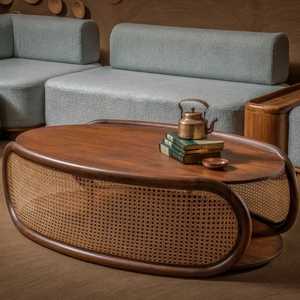 Nouvelle table basse en bois massif pour la maison et l'hôtel Console d'incrustation d'os avec meubles artisanaux en résine pour la décoration de salon - Product Image 1