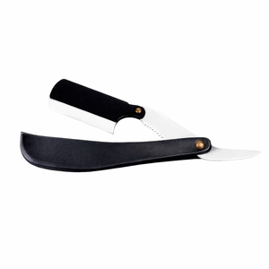 Rasoir droit à manche en plastique noir avec lame remplaçable - Product Image 1