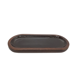 Émail noir à l'intérieur du plateau de service en bois de couleur naturelle plateau de service alimentaire pour la maison et les hôtels fournitures faites à la main personnalisé - Product Image 2