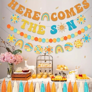 Voici le fils bébé douche bannière Boho gland <span class=keywords><strong>soleil</strong></span> bébé douche décoration premier <span class=keywords><strong>voyage</strong></span> autour du <span class=keywords><strong>soleil</strong></span> bébé douche fournitures - Product Image 2