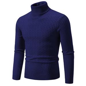 Nouveau pull à col roulé pour homme, couleur unie, tricoté, chaud, décontracté, col roulé, vêtements de sport en laine, hauts d'extérieur pour homme en hiver - Product Image 4