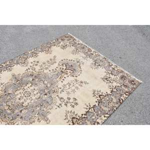 Alfombra turca Vintage de área grande de 5,4x8,6 pies, clásica, Beige, marrón, patrón de retazos, Material de lana, látex para pasillo de dormitorio - Product Image 5