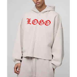 Nouveau Hoodie Polaire Homme Oversize 100% Coton, Coupe Boxy Décontractée, Fermeture Éclair, Logo Personnalisé, Qualité Supérieure, Vente en Gros 2026 - Product Image 1