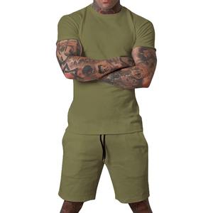Ensemble t-shirt et short d'été deux pièces pour hommes, t-shirts de sport décontractés à manches courtes, vente en gros, ensemble 2 pièces vierge surdimensionné personnalisé - Product Image 3