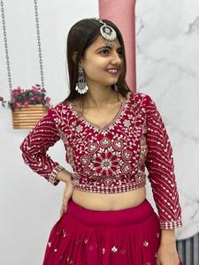 Vente en gros confortable fausse Georgette Designer Lehenga Choli pour la saison de fête hiver vêtements indiens et pakistanais - Product Image 2