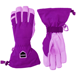 Gants de ski imperméables et isolés avec logo personnalisé, coupe-vent, chauds pour l'hiver, pour le snowboard, avec cordon de serrage réglable, unisexes - Product Image 1