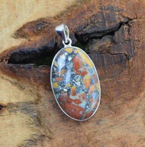 Pendentif en argent sterling 925 Malinga Jasper, fait à la main, ovale, pierre précieuse, bijoux, cadeau élégant pour femmes - Product Image 4
