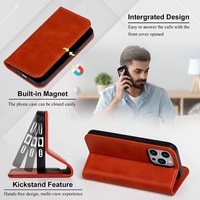 Funda de Teléfono Móvil con Tapa Magnética Plegable de Cuero, con Ranuras para Tarjetas, Material PU+TPU