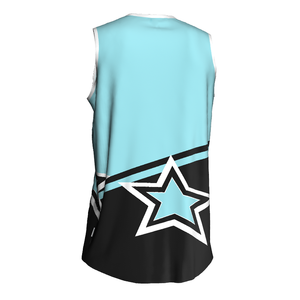 Camiseta de Baloncesto Sublimada Personalizada, Cuello en V, Sin Mangas, Absorbe la Humedad, Unisex, para Adultos, Deportiva, Corte Regular, Azul Claro con Diseño - Product Image 5