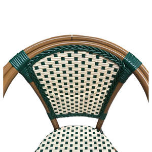 Set di 10 Sedie da Giardino Contemporanee in Metallo e Rattan con Finitura Effetto Legno Massello - Product Image 3