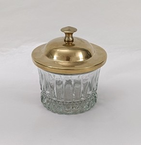 <b>Glass</b> <b>Serving</b> <b>Bowl</b> Brass antique finished Border and Base Round Shape Embossed <b>Glass</b> <b>Bowl</b> for home & Restaurant - Product Image 3