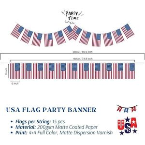 6.5Ft USA Flag Party <b>Banner</b>-Matte Coated Paper for Father's Day Graduation More Occasions - Product Image 2
