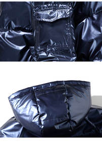 Unisex Hooded Heavy Designer Puff <b>Padded</b> <b>Coat</b> Custom Men's Shiny Fleece Puffer Jacket for Winter Oversized Men's Down Bubble - Product Image 4