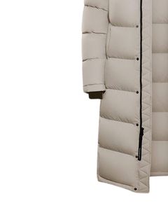 Veste longue matelassée beige personnalisée, style doudoune d'hiver à capuche, manteau chaud et épais, vêtements d'extérieur isolés, fabricant OEM personnalisé - Product Image 4