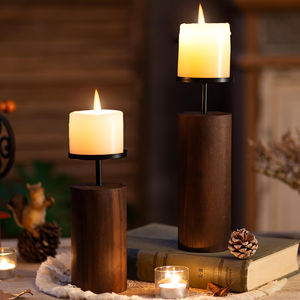 Soporte de vela de pilar de madera hecho a mano de tamaño personalizado HHO para decoración de iluminación del hogar Material de PC de nuevo estilo de diseño - Product Image 2