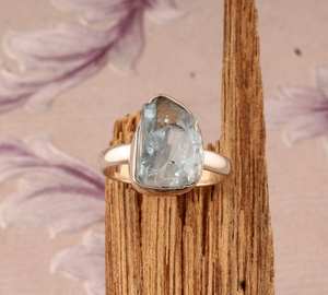 Rough Natural Blue Topaz <b>Ring</b> Handmade 925 Sterling Silver <b>Adjustable</b> <b>Ring</b> Unique Anniversary Gift for Her - Product Image 5