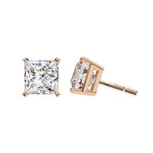 Pendientes de Diamantes de Laboratorio con Corte Princesa de 3 Quilates, 1.50 Quilates Cada Uno, en Oro de 10K, 14K, 18K o Plata 925, Pendientes Solitarios Cuadrados Modernos - Product Image 2