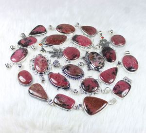 สร้อยคอจี้พลอยโรโดไนท์สีชมพูขัดเงาเรียบออกแบบโดยดีไซน์เนอร์เครื่องประดับฝังหนามเตยสำหรับขายปลีก - Product Image 2