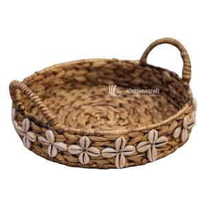 Panier de rangement pliable en jacinthe d'eau décoratif, durable et moderne, avec poignées, en osier naturel tressé, pour l'organisation de la maison et l'utilisation alimentaire - Product Image 1