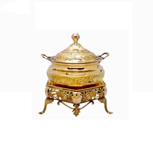 Unique Stylish Designer Attractive <b>Food</b> Supplies Chafing Dish Wedding Party <b>Food</b> <b>Warmer</b> Gold Plated Chafing Dish With Lid - Product Image 3