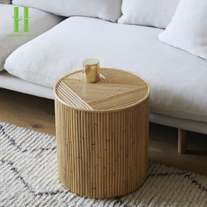 Wholesale New Natural Living Room Rattan Furniture Rattan Coffee <b>Table</b> with <b>Glass</b> Top Made in Vietnam - Product Image 2