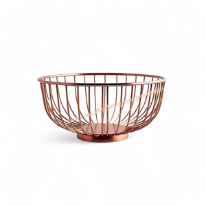 Panier de rangement en métal aspect cuivre conception de grille couvercle de base de piédestal surélevé pour mariage pour affichage de table de fruits aliments/condiments - Product Image 6