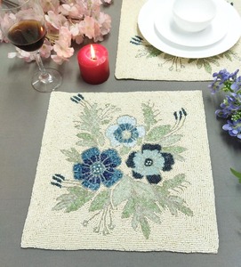Luxury Embroidery Solid Pattern Eco-Friendly Customizable <b>Beaded</b> <b>Placemat</b> for Home Hotel Wedding Party - Product Image 3