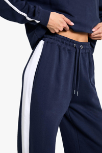 2025 New Arrived Plus Size Casual Wear <b>Straight</b>-<b>Leg</b> Sweatpants With Side White Panels 100% Cotton Fleece Breathable <b>Jogger</b> Pants - Product Image 3