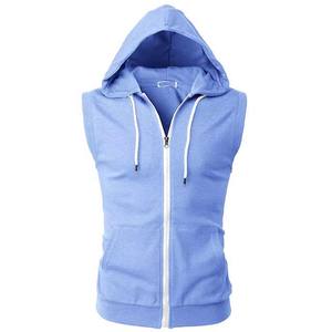 Nuevo estilo 2025 moda de alta calidad de algodón sin mangas con capucha para hombre logotipo personalizado con capucha camisa Casual sin mangas sudaderas con capucha cremallera - Product Image 4