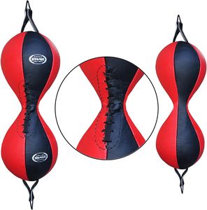Sac de frappe double extrémité en cuir véritable avec logo personnalisé, balle de réflexe et corde élastique pour entraînement de boxe, MMA et kickboxing - Product Image 4