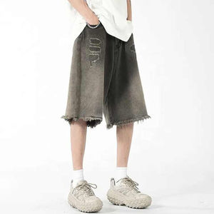 Vente en gros de shorts en jean délavés à l'acide pour hommes, coupe ample, 100% coton, dernière mode Baggy Streetwear, shorts en jean - Product Image 2