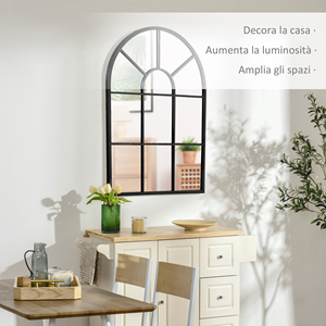 HOMCOM-Espejo moderno de pared con forma de arco, para dormitorio y sala de estar, metal negro y cristal, 91x60x2cm - Product Image 4