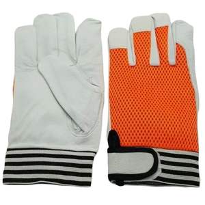 Gants de montage pour les mécaniciens et les jardiniers Orange et blanc avec manchette élastique Caractéristiques de sécurité Gants de montage Logo imprimé personnalisé - Product Image 1