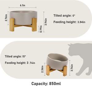 FT05 Basic Flat Design Pet Tray for <b>Dogs</b> Cats Eco-Friendly <b>Raised</b> Edge for Anti-Spill Modern Bamboo Material OEM Supply Vietnam - Product Image 3