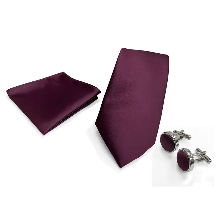 베스트 셀러 공식 비즈니스 착용 마이크로 짠 폴리 에스테르 넥타이 손수건 커프스 단추 선물 상자 또는 남성용 세트
