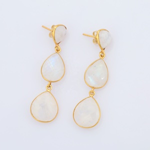 Natural White <b>Rainbow</b> 18k Gold Plated Trendy Woman Handmade Drop Luxury Jewelry 925 Sterling Silver Earrings - Product Image 2