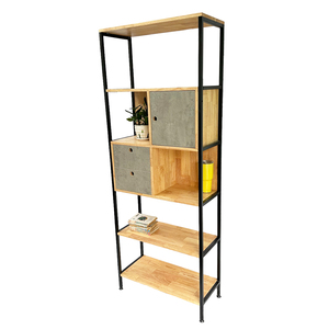 KS68170 Living Room Decorative Shelf with Drawers Rubber Wood and Iron Frame Standing Type Installation - Product Image 4