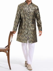 Bajo MOQ por encargo invierno OEM algodón hombres Sherwani traje nuevo moda negro dorado Shalwar Kameez para niños Indio paquistaní - Product Image 6