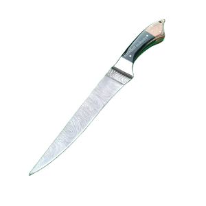 Cuchillo de deshuesar de filete de chef de Damasco hecho a mano con mango de madera, cuchillo de cocina personalizado con Funda de cuero y borde afilado - Product Image 1