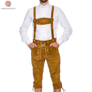 Pantalon Lederhosen en cuir bavarois MESS SPORTS pour homme, décontracté, avec cordon de serrage, séchage rapide et respirant, marron, Oktoberfest - Product Image 5