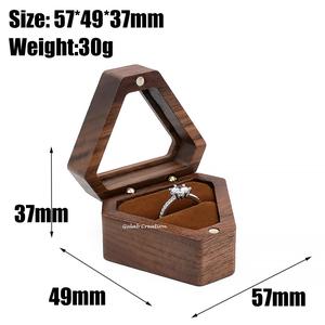 Cute Triangle Shaped Ring Gift Box Unique <b>Jewelry</b> <b>Packaging</b> for Engagement, Proposal, and Wedding Rings | Velvet <b>Display</b> Box - Product Image 4