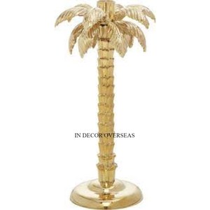 Bougeoir de designer de palmier coulé en aluminium de qualité supérieure plaqué or de haute qualité de l'Inde - Product Image 1