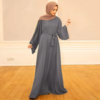 Robe musulmane unie élégante pour femmes manches évasées décontracté Abaya caftan longue robe en jean pour femmes vêtements arabes traditionnels