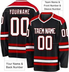 Maillot de hockey sur glace personnalisé pour hommes 2025, sweat-shirt de sport, broderie de lettres et de chiffres, écologique, séchage rapide, sublimation, service OEM - Product Image 4