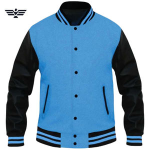 Người Đàn Ông Của Tùy Chỉnh Len Thêu Giản Dị Varsity Áo Khoác Đứng Cổ Áo Phía Trước Logo Mùa Đông Trống Tay Áo Thiết Kế Tráng Chế Biến - Product Image 6